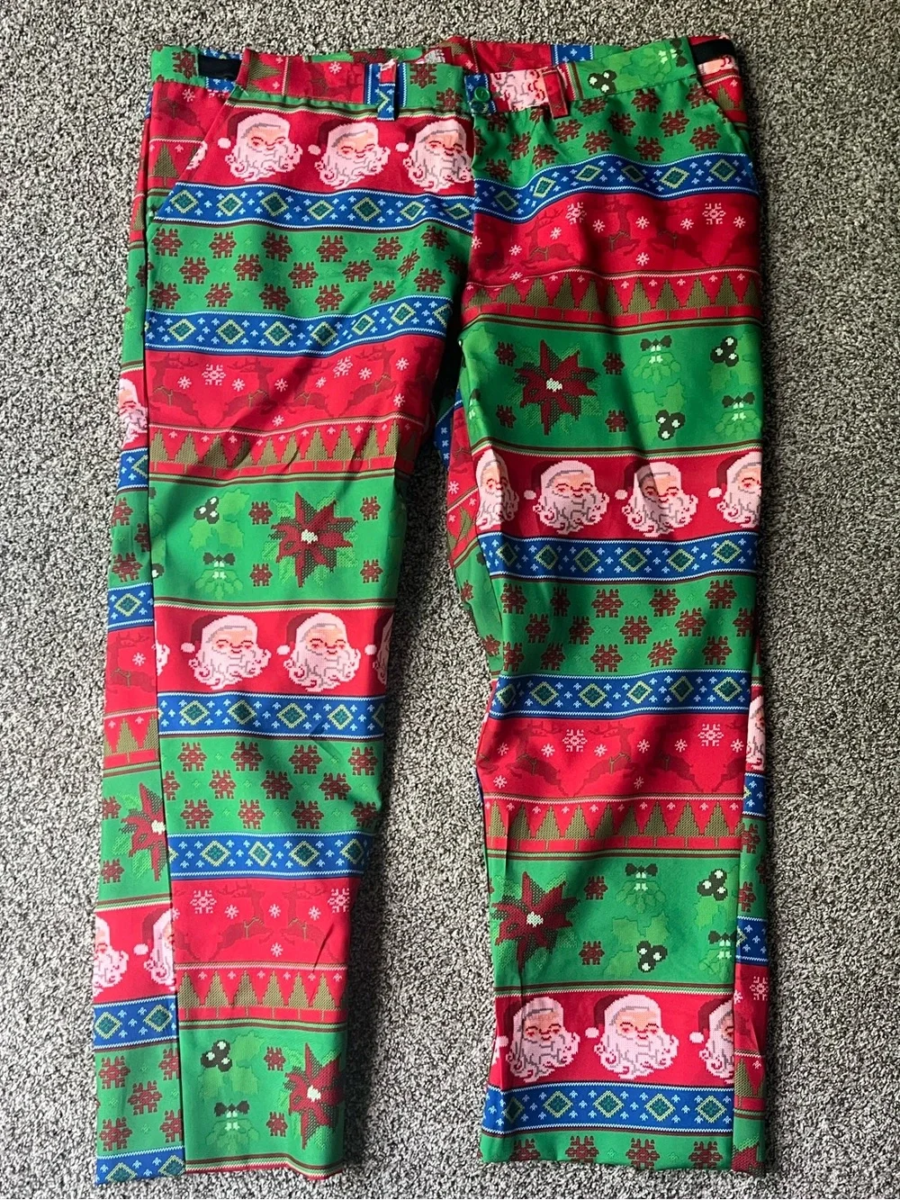 Men’s Holiday Santa Print Jacket, Pants, and Tie Matching Set